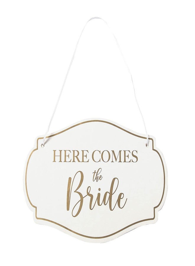 Fun Express Here Comes The Bride Wedding Sign – Elegant Rustic Wooden Design for Wedding Ceremony Aisle Décor – Photo Opportunities Bridal Walk Reception Perfect Wedding Decoration – 1 Piece - Image 1